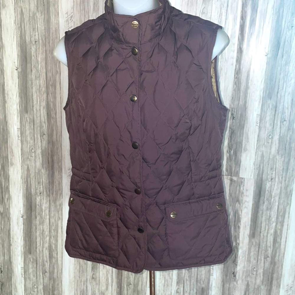 EDDIE BAUER Quilted Goose Down Button Up Vest Sz S Heritage Outdoors Minimalist